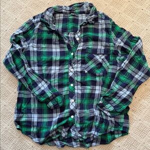 Aerie Plaid PJ Shirt - Green and Blue